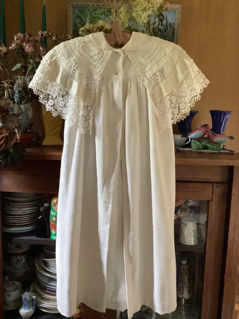 Vintage Antique 1800’s 1900’s Fine Lace Childs Heirloom Christening Cape Coat