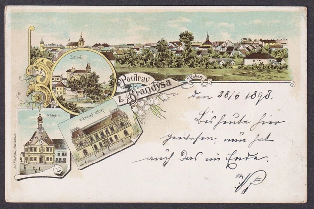 Pozdrav Z Brandysa Brundis Zamek Ak Litho Boemia Bohemia Cesko Czech