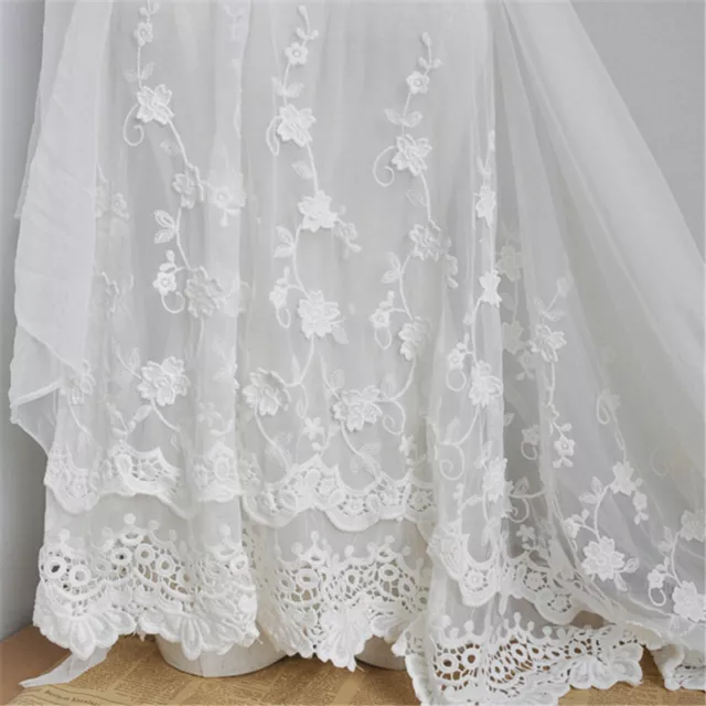 Embroidery Floral Lace Mesh Fabric DIY Costume Clothes Wedding Dress Curtain