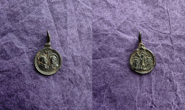 RARE GRANDE MÉDAILLE en bronze à bélière inversée Sacra Christi Familia Roma TOP EUR 134,00