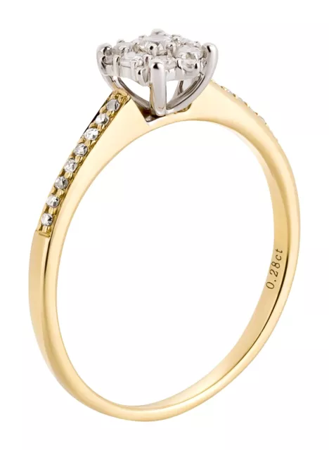 Solitär Ring 585 Gold Bicolor Weißgold 0,28ct. Diamanten Verlobungsring Brillant