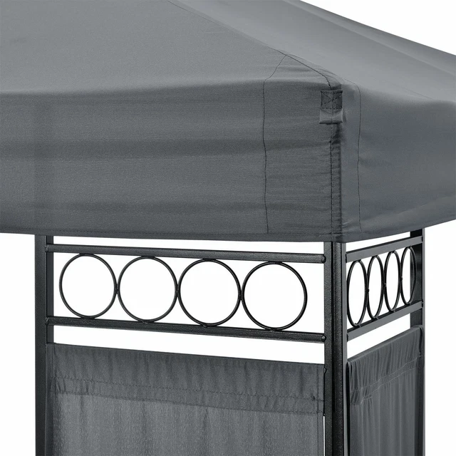 Pavillon Gartenzelt Partyzelt Gartenpavillon beige grau blau 3x4 m Juskys® 7