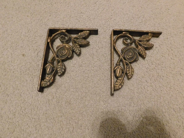 Vintage Brass Finish Shelf Mount Brackets