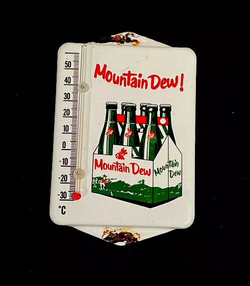 Vintage Mountain Dew Porcelain Thermometer Sign Car Gas Oil Truck Gasoline