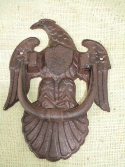 Large Cast Iron Door Knocker American Eagle Man Cave Vintage Style Rustic Style