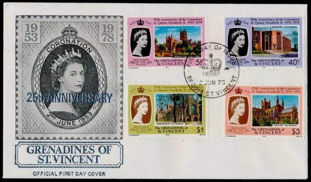 St Vincent Grenadines 153-6 on FDC - Coronation, Architecture, Cathedrals