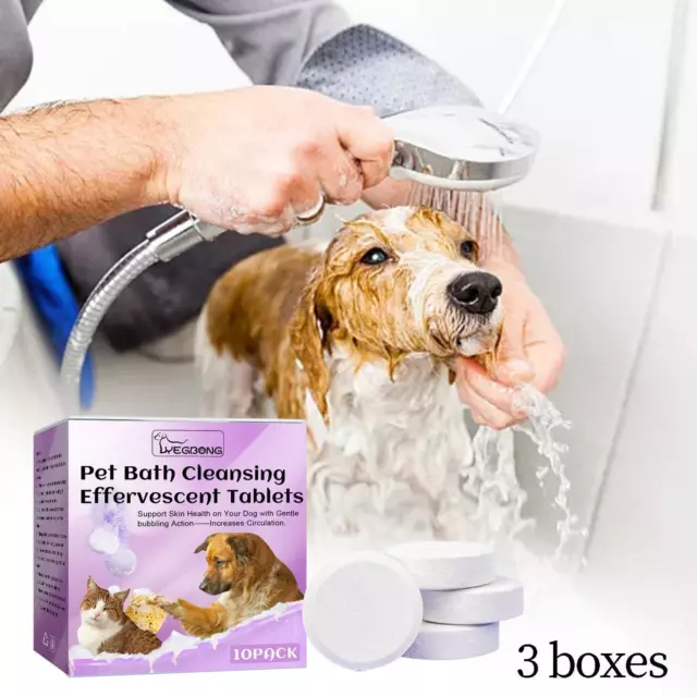 3x Pet Cleaner Effervescent Tablet Fresh Scent Odor Removal Shampoo for Dogs