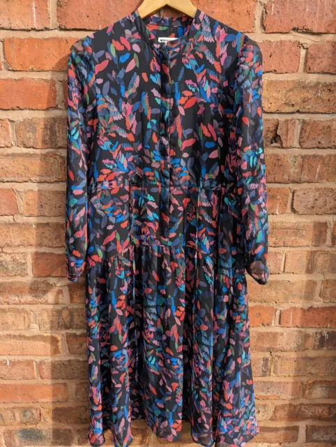 Whistles Print Floral High Neck Midi Dress, Size UK 12