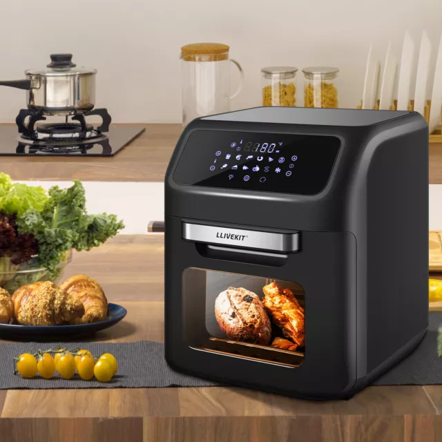 Heißluftfritteuse Heißluft-Backofen 1800W mit 12 Programmen 12L mit 6 Zubehör