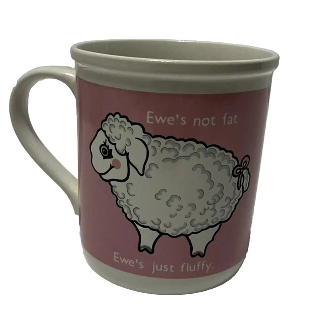 Pink Sheep Mug Ewes Not Fat Ewes Just Fluffy Ceramic Cup House of Lloyd 1985