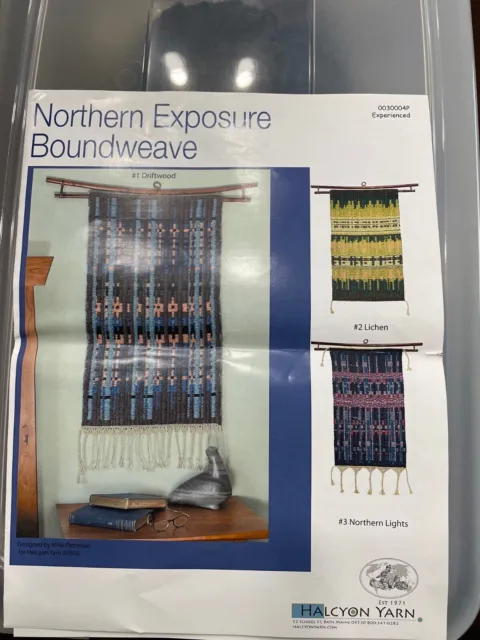 Kit de alfombras tejidas para hacer en un telar de 4 H.  Trama de lana multicolor - urdimbre de lino incluida