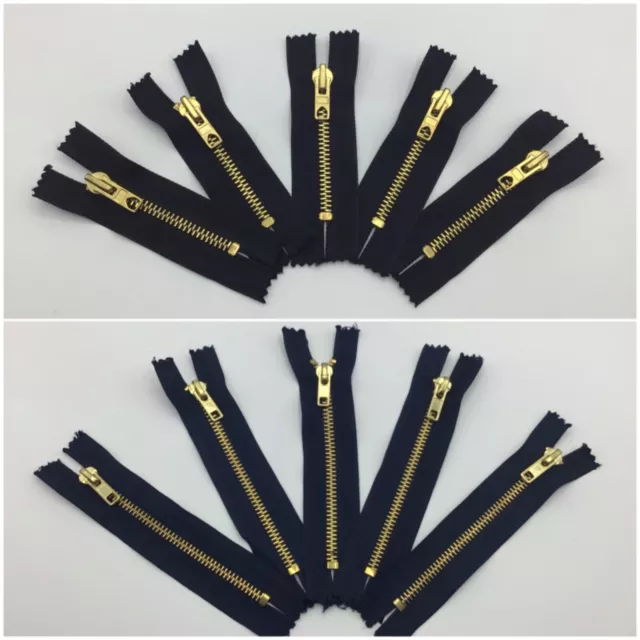 Jean Zips Closed End Brass Black & Navy Wholesale Packs