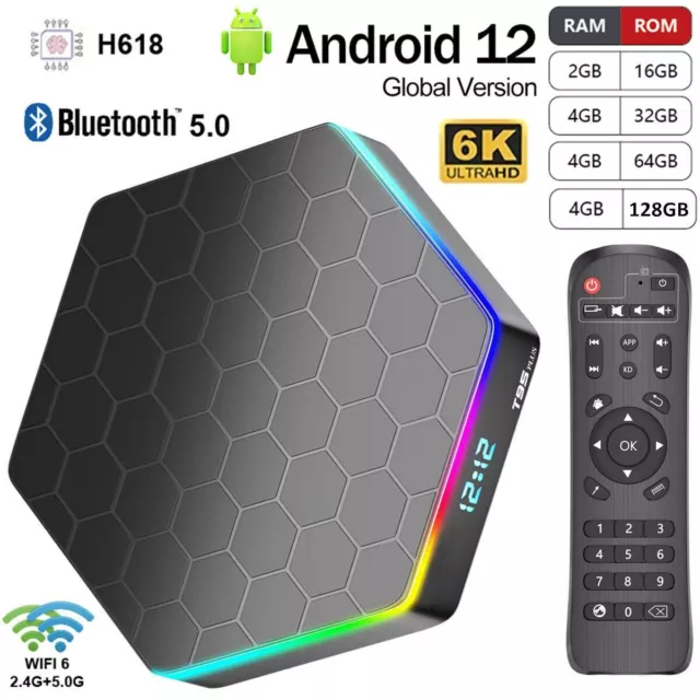 2024 Upgraded T95Z Plus Smart Android 12.0 TV Box Quad Core 6K HD Stream Player