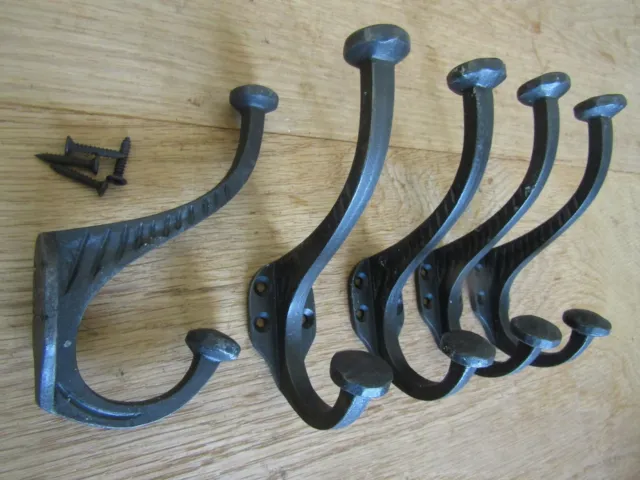 PACK OF 5 BLACKSMITH Cast iron Rustic hat and coat hooks vintage retro victorian
