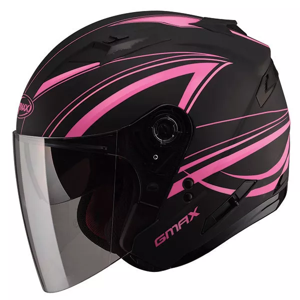 Of77 Matte Pink Cruiser Motorcycle Helmet Retractable Sun Visor Full Shield Dot