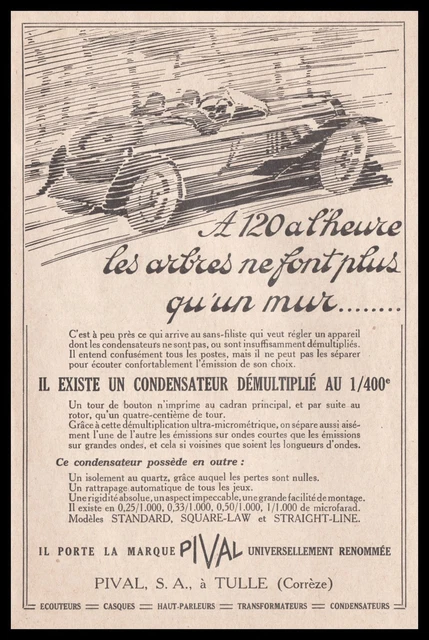 Publicité PIVAL  Accessoires   Automobile car photo vintage  ad  1927 - 10h