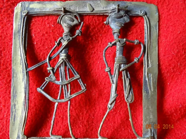 World Rare Vintage African Tribal People Liberian Hand Carved Brass Fine Art #12