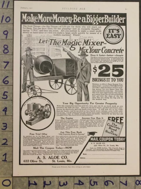 1921 As Aloe Magic Concrete Mixer Farm Building Construction St Louis Ad [[Sku]