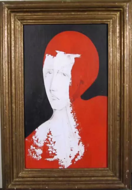 Alfio Rapisardi, Portrait En Rouge, Huile Peinture