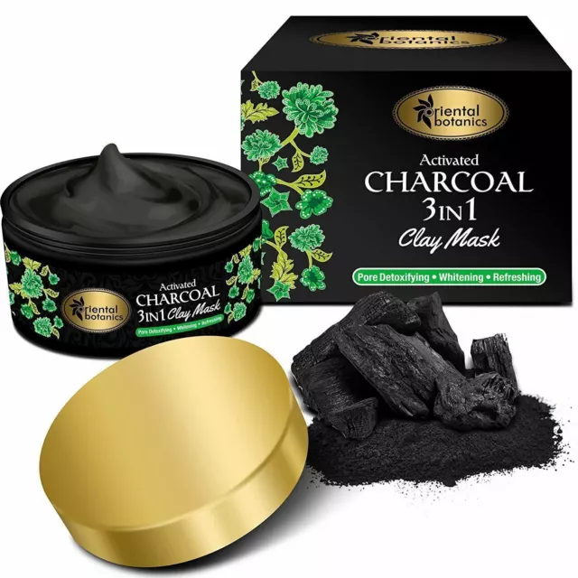 Oriental Botanics Activated Charcoal 3 In 1 Clay Mask, 100gm  | Detoxifying