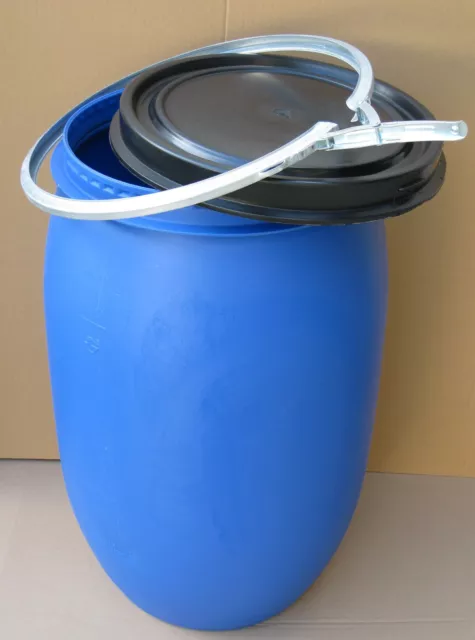 Futtertonne Wassertonne Regentonne Maischefass Weithalsfass Fass 120 Liter blau