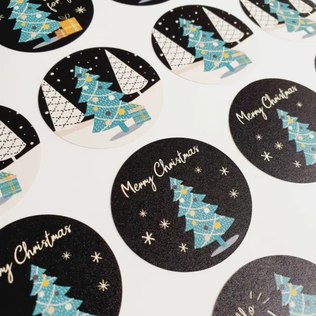24 Geschenkaufkleber Frohe Weihnachten Baum Sticker Etiketten Merry Xmas 35mm 6