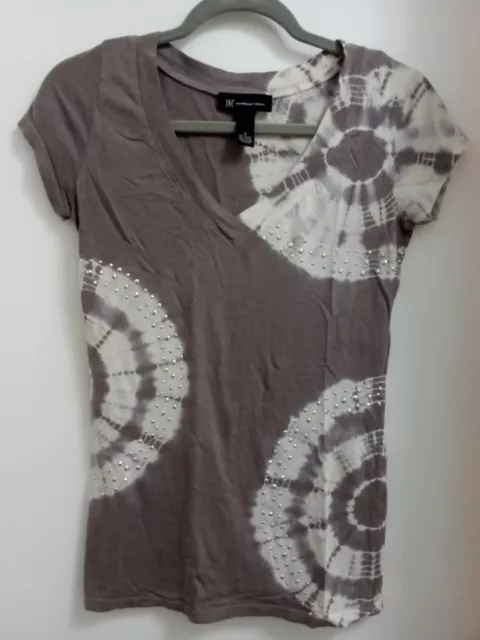 inc international concepts tops small gray & bleach tie dye studed.