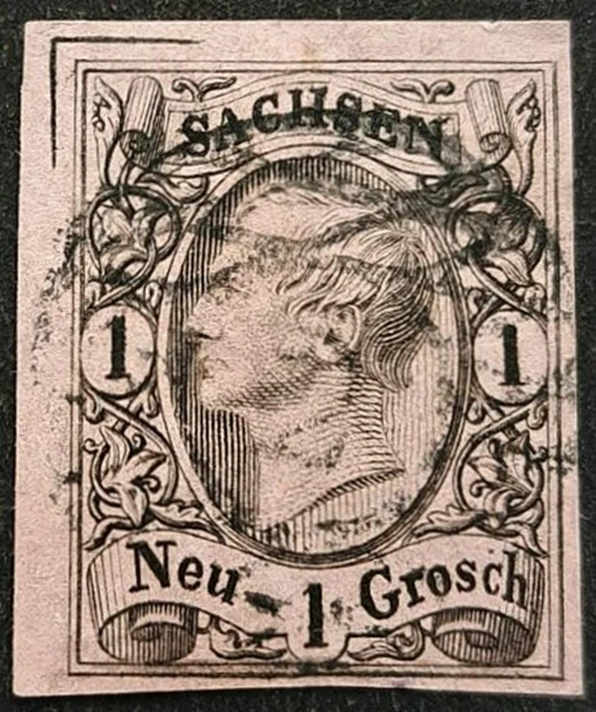 SACHSEN 1855; MiNr. 9I ; 1 Ngr.; BPP Befund ; Druckbogenecke