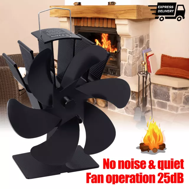 STOVE FAN 6 Blades Fireplace Stove Fan Heat Powered Log Wood Burner ...