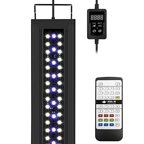 RGB+W 24/7 LED Aquarium Light with Remote Controller, Full Spectrum 12 - 18 in