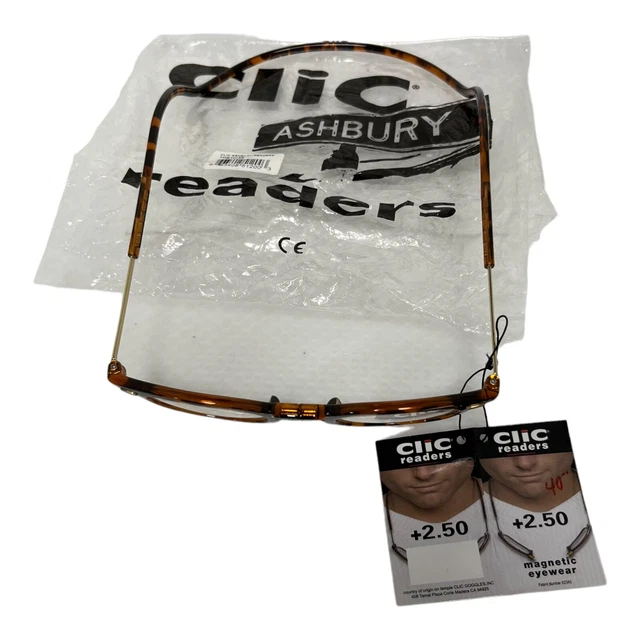 CliC Magnetic Readers Magnified Ashbury BROWN New Reading Glasses VINTAGE 2.50