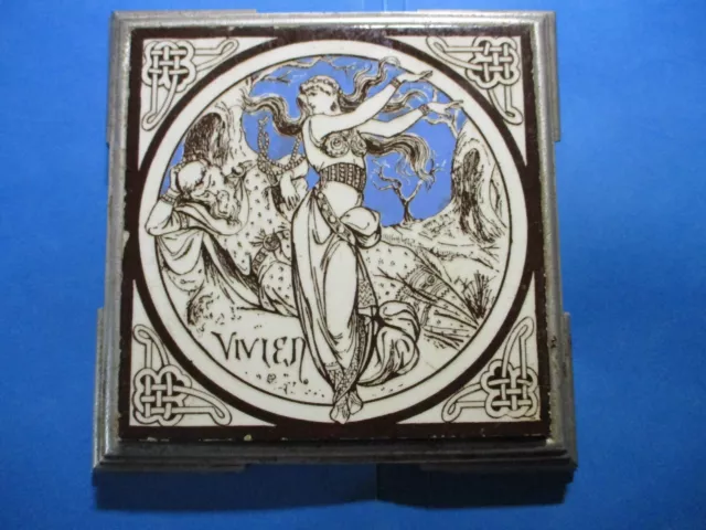 Antique Mintons 6"x6" Moyr Tile - "Idylls of the King" - Vivien circa 1876