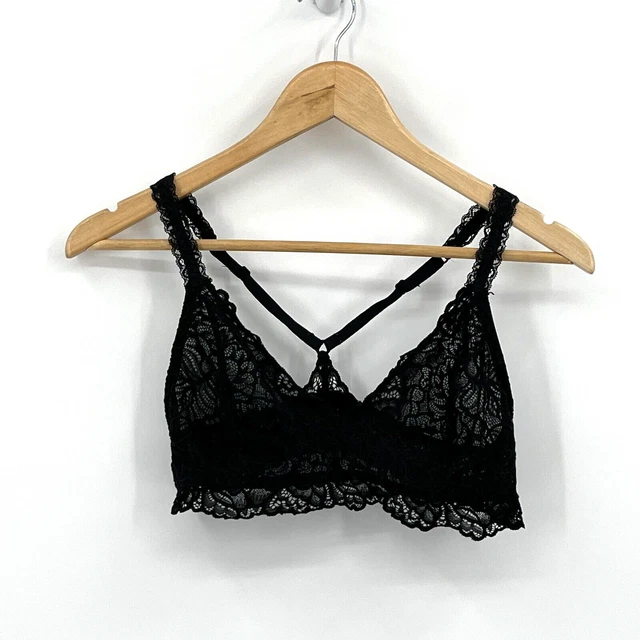 Boutique Bra Women Small Black Unpadded Floral Lace Racerback Fairy Grunge Y2k