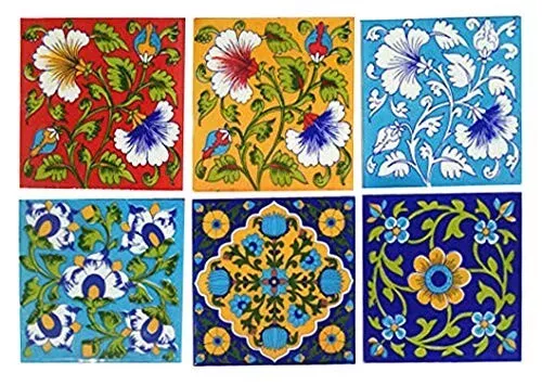 Maison Décorative Main Céramique Carreaux Paquet De 6 Pièces Multicolore Taille