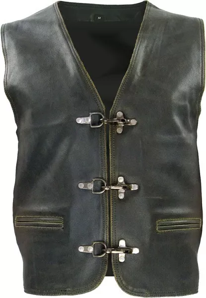 Antik Biker Motorrad Lederweste Karabiner Verschluss Rockabilly Lederkutte Vest