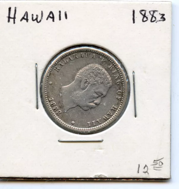 1883 HAWAII  QUARTER 25 Cents 1/4 DOLLAR SILVER King KaIakaua * No Reserve *