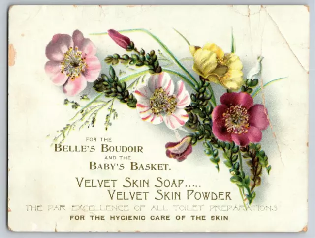Velvet Kin Soap / Powder Floral Victorian Trade Card