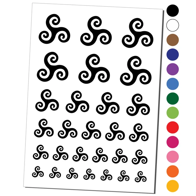 Triskele Triskelion Triple Spiral Celtic Symbol Temporary Tattoo Set