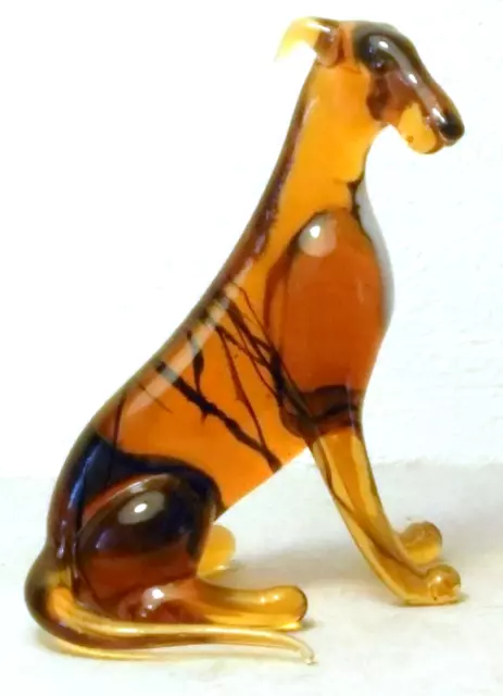 Hand Made Blown "Murano" Glass Collectable Sitting Whippet Dog  Figurine