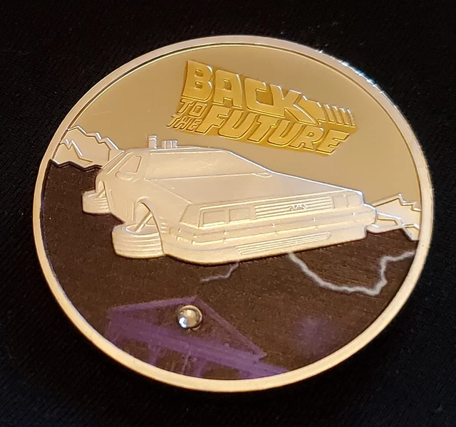 ZURÜCK IN DIE ZUKUNFT Silber Goldmünze Zeit Reise Maschine Farbe Auto Edelstein USA Retro 3
