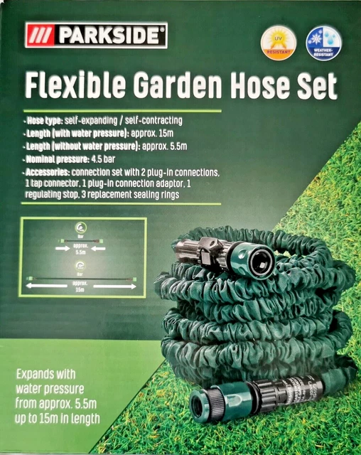 PARKSIDE 15M FLEXIBLE Garden Hose, working pressure 4 bar NEW £19.99