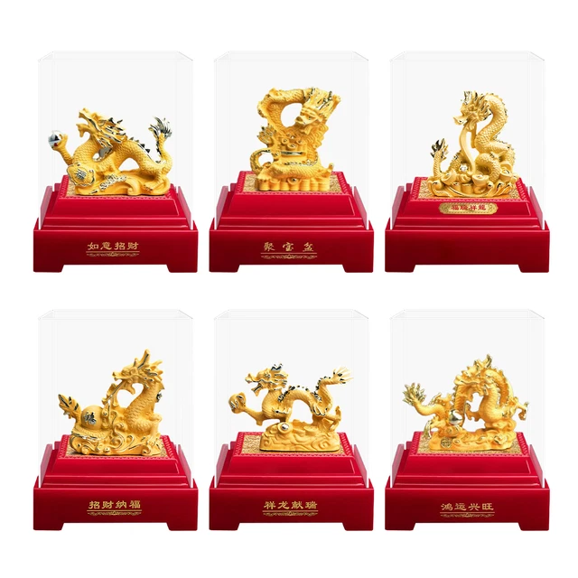 STATUA DRAGO ZODIACO cinese Feng Shui 2024 statuetta decorazione per