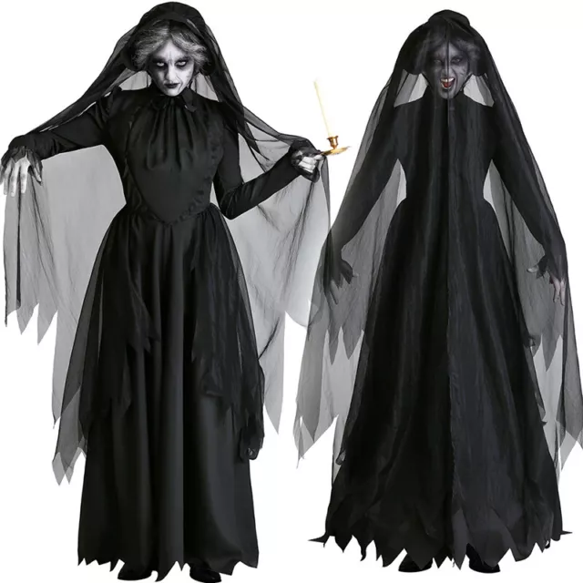 Halloween Fancy Kleid Damen Vampir Kostüm Geist Braut Party Horror Cosplay