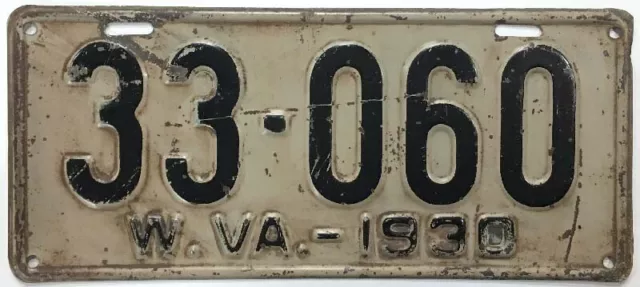 West Virginia 1930 Shorty License Plate 33-060 Original Paint