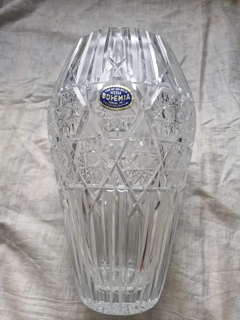 VINTAGE CZECHOSLOVAKIA BOHEMIA Hand Cut Lead Crystal Small Vase 24
