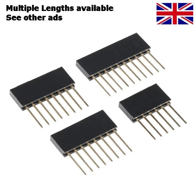 3 X LONG Pin Female 0.1″ 2.54mm Connector (Arduino) Stackable Header 8 ...