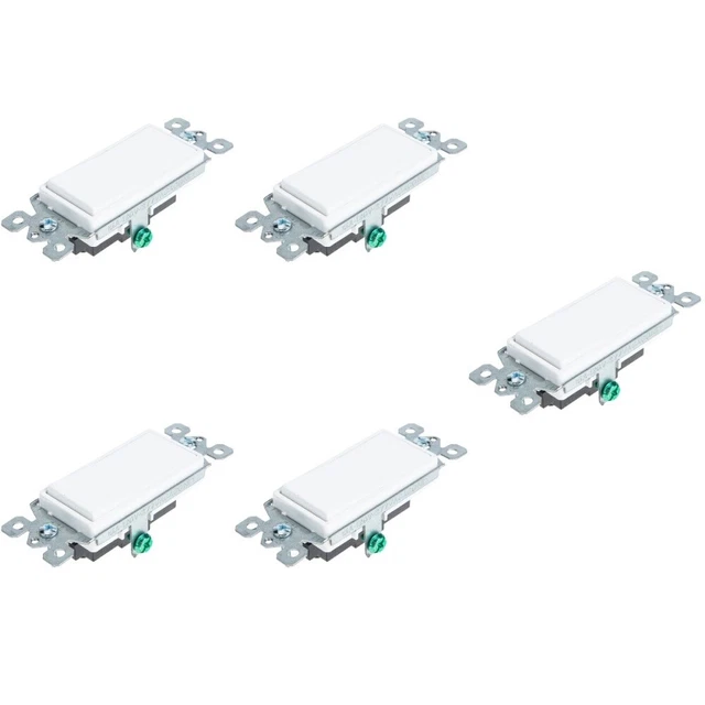 5 PCS ON/OFF Interrupter for LED Rocker 4-Way Decorator American Style ...