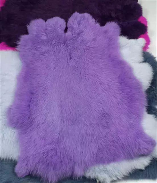 2XTanned Real Rabbit Skin Hide Fur Pelt for Craft Animal Decretive Light Purple