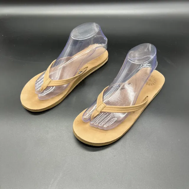 UGG Womans  Size 8  Tan Kayla Nubuck Leather 3092 FLip FLops Sandals Slides