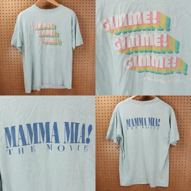 vtg y2k Mama Mia Gimme A Man After Midnight t-shirt LARGE abba broadway theater